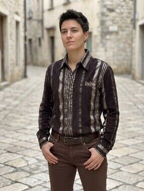D&G🤎Vintage Dark Brown and Metallic Shirt UNISEX Sz M